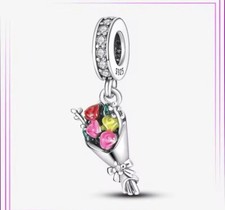Bouquet of Flowers Charm For Bracelet/necklace Sterling Silver 925