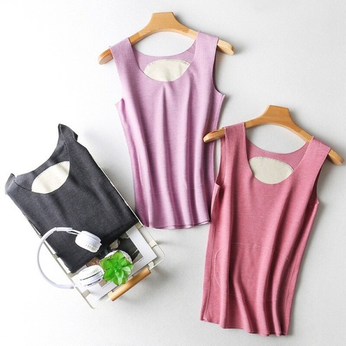 Damen Warm Weste Hemd Skinny Tank Top Thermounterwäsche Gepolstert Stretch - Picture 2 of 14
