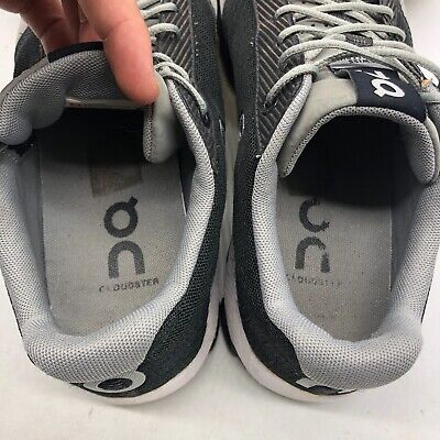 On Cloudster Running Shoes Sneakers Mens Size 8.5 Black Gray White