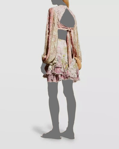 $424 HEMANT & NANDITA Women's Pink Maya Paisley Print Mini V-Neck Dress Size XL - Picture 2 of 5