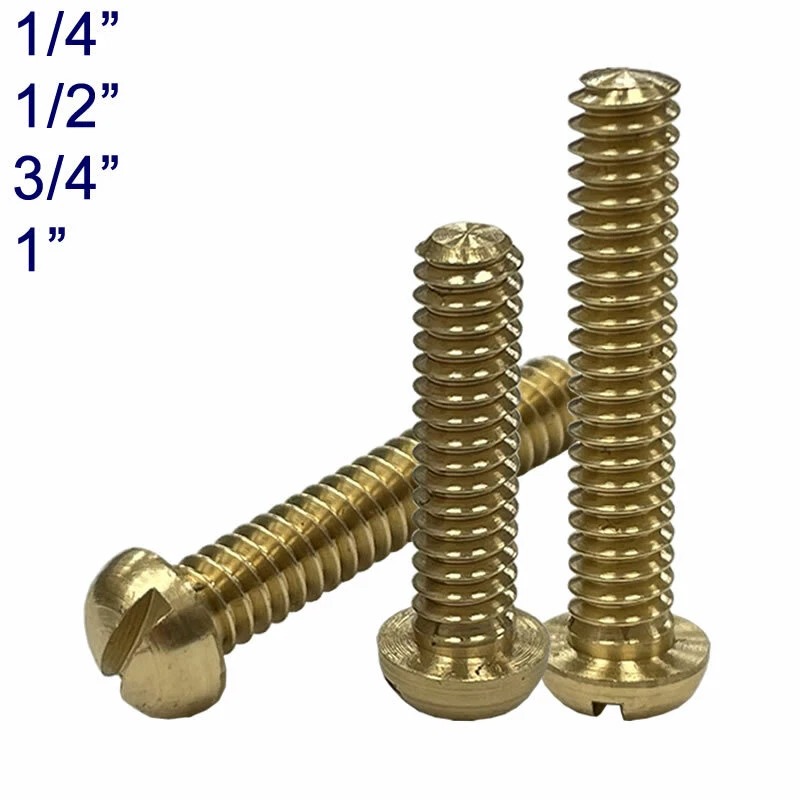 GENERIC 3/16" BSW Whitworth Brass Slotted Round Head Screws - Various Lengths - Pack 10