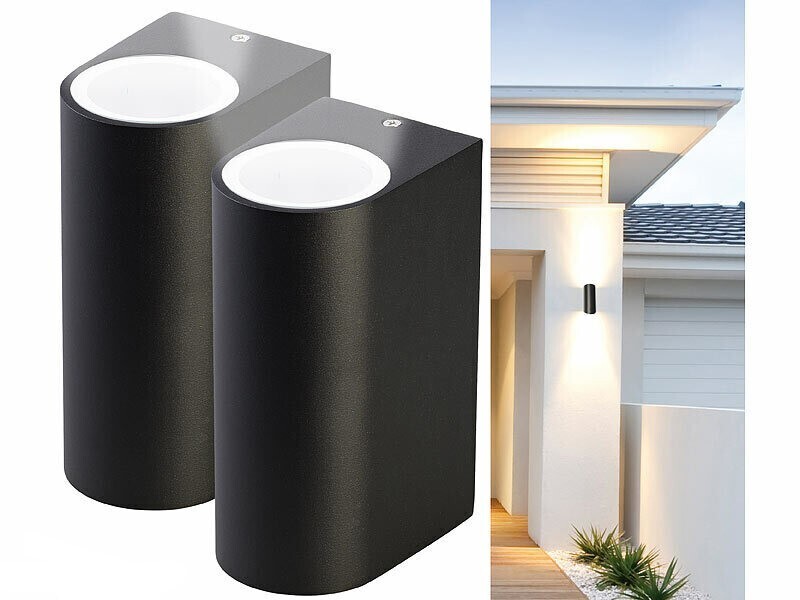 Applique murale GU10 Lun noire double faisceau pour un éclairage design haut et bas