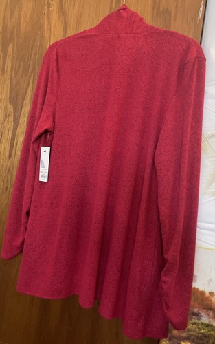 Apt. 9 Sweater Women M Red Open Front Cardigan Long Sleeves Comfort Classic - Picture 3 of 7