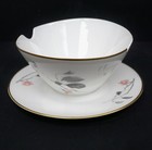 ROSENTHAL CONTINENTAL Japanese Quince Gold China Gravy Boat & Attached Plate — photo 1