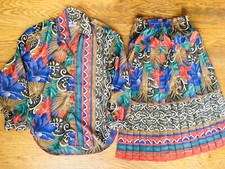 Campus Casuals of California Floral Top and Pleated Skirt Set Size Small