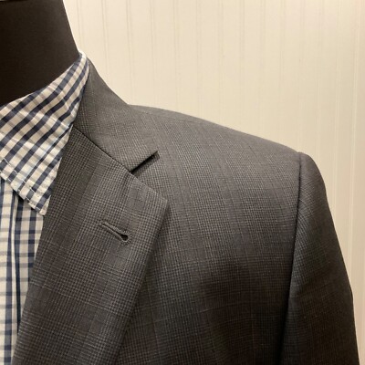 42S New Loro Piana Italy Wool Glen Check Gray Black Suit Jacket Sport Coat Blaze