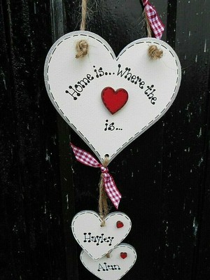 New Personalised Home Is Where The Heart Is Valentine Gift Plaque Sign Ebay