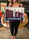 Antique Vintage Old Style Sign Oil City Made in USA
