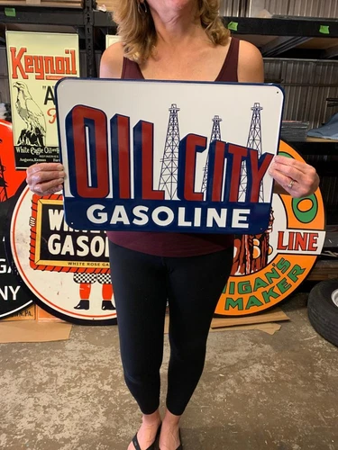 Antique Vintage Old Style Sign Oil City Made in USA