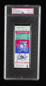 Nolan Ryan Signed 1979 World Series Ticket - Autograph Graded PSA 10