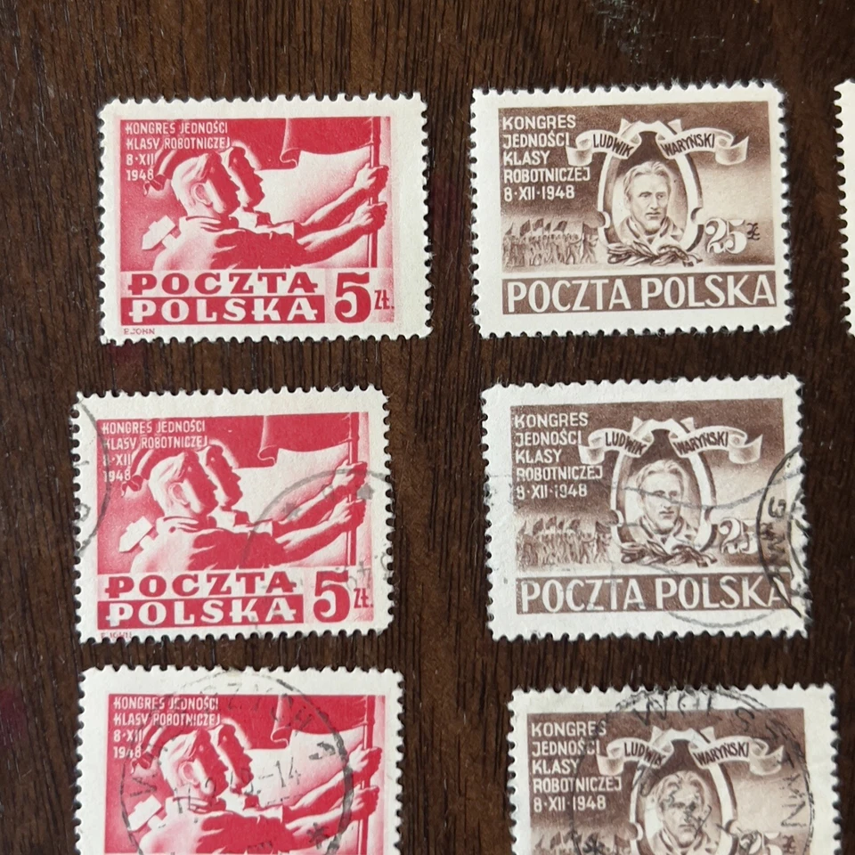 SELLOS DE POLONIA 1948 #445-447 LOTE 10 SELLOS USADOS COMO NUEVOS CLASE TRABAJADORA UNIDAD CONGRESO Foto 2 de 4