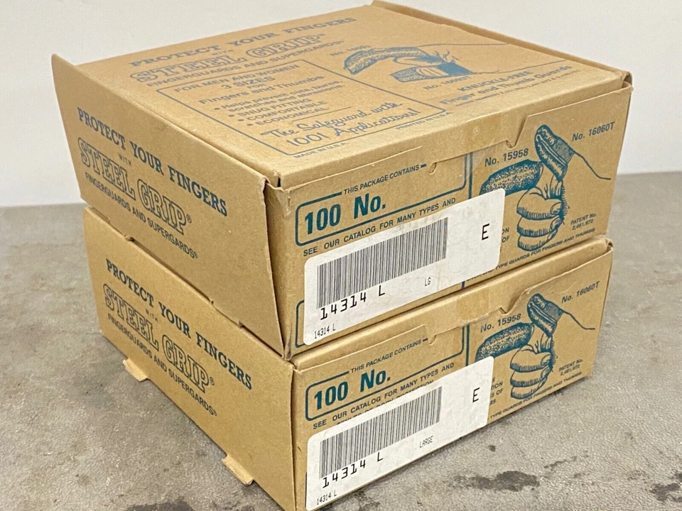 100 new Steel Grip Finger Guards, Open End, Split Leather, #14314 L / Large Foto 2 de 3