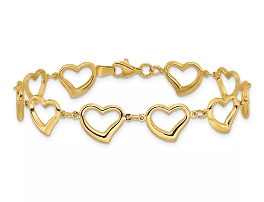  14K Gold-plated Bracelet with Open Heart Charm for