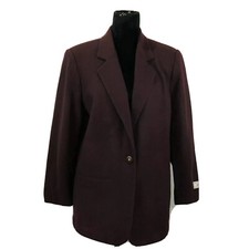Sag Harbor NWT Womens Size 10 Purple Lined One-Button Wool Blazer Jacket