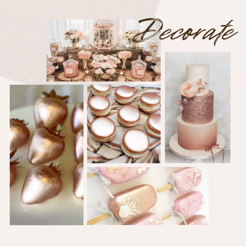 玫瑰金金属光泽粉尘蛋糕软糖食品冰敷婚礼装饰 4 克 — 第 2/4 张图片