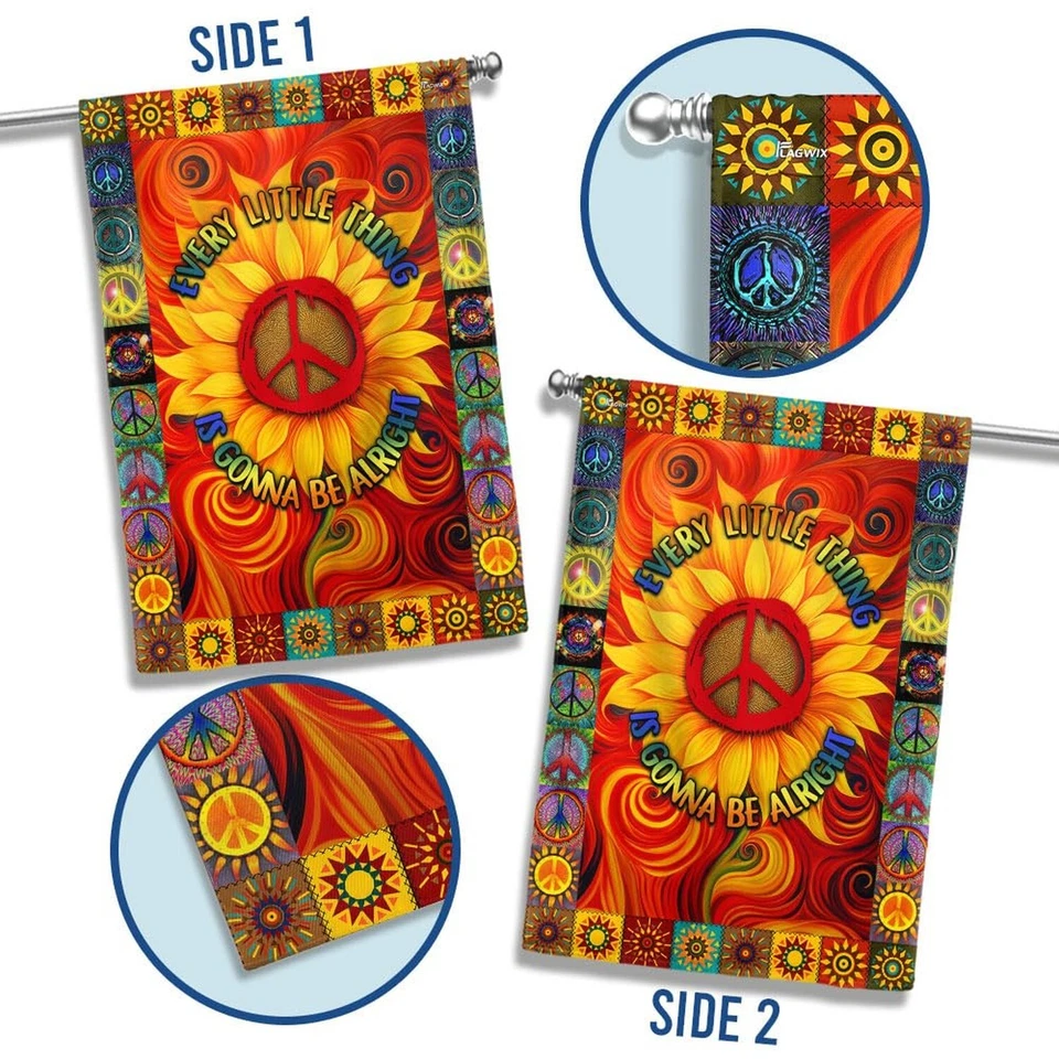Banderas FLAGWIX - Hippie Every Little Thing Is Gonna Be Alright Bandera de girasol... Foto 3 de 4