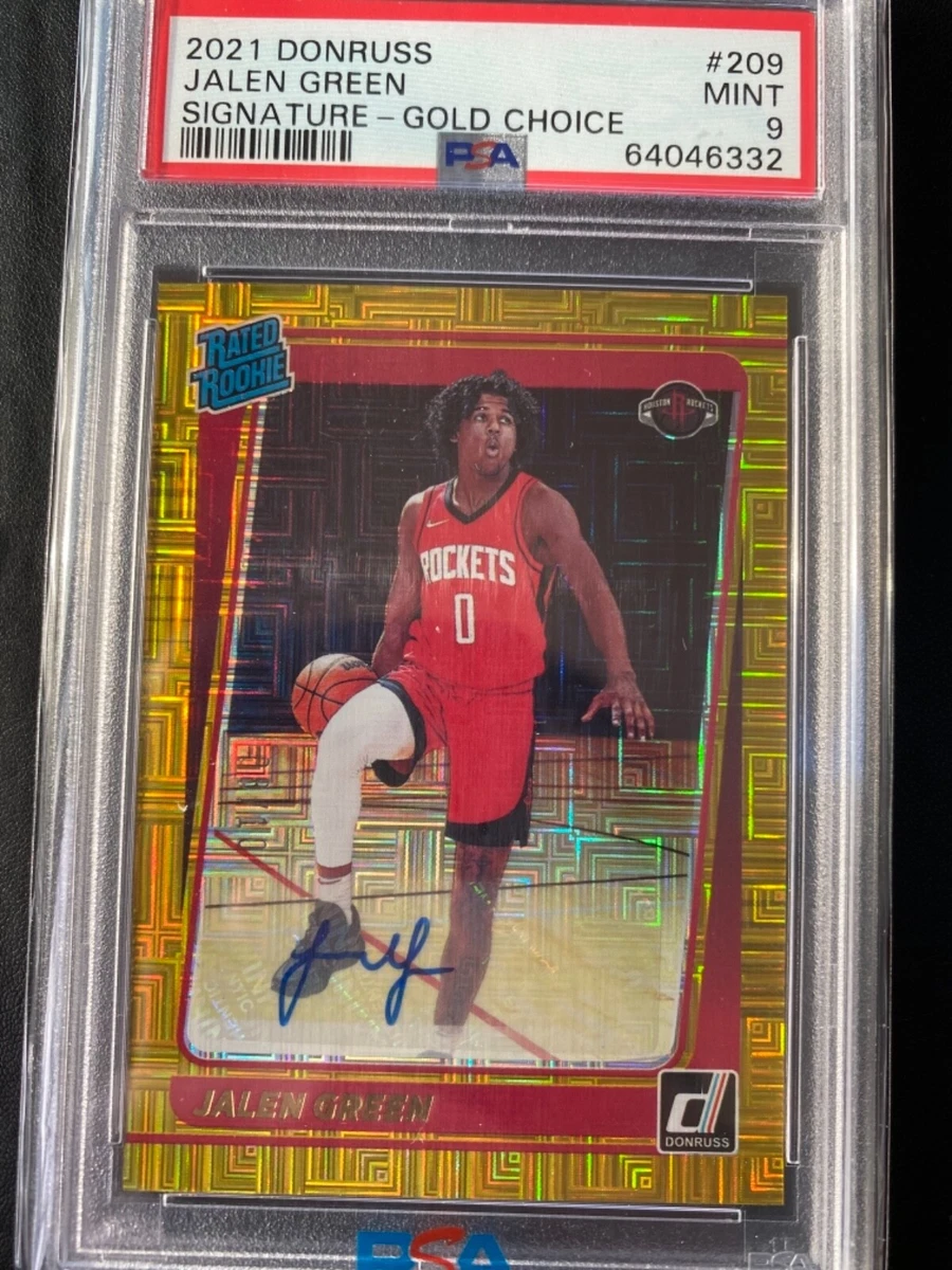 2021-22 Donruss Choice Jalen Green #209 GOLD Rookie Auto /10 PSA 9 POP 1 RC SM