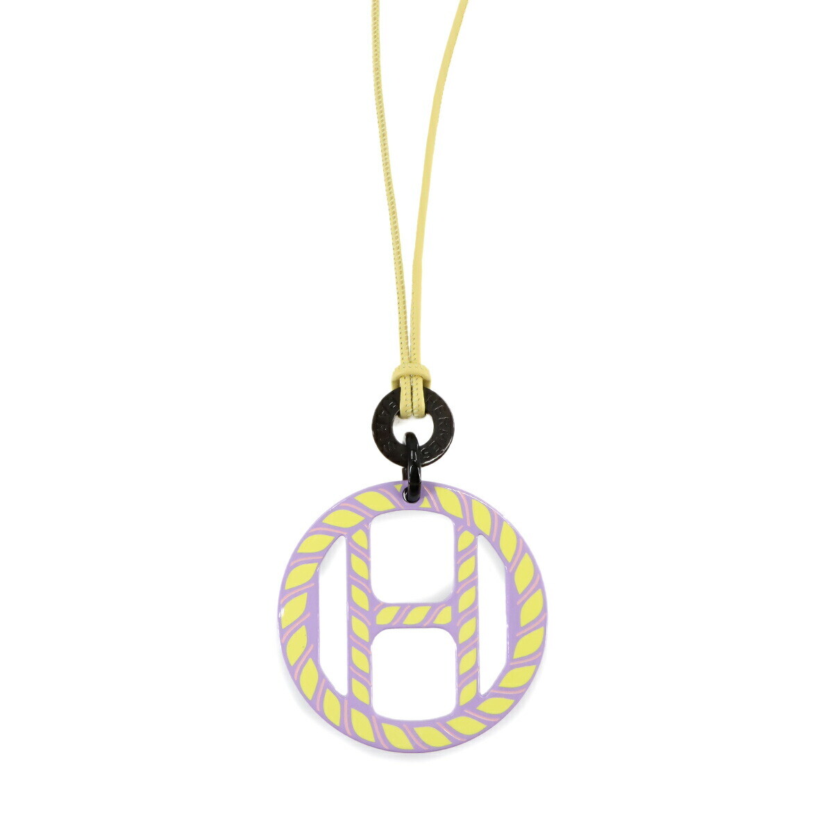 (HERMES)H Equipe pendant HERMES H Equipe Pendant Buffalo Horn Leather Yellow Purple