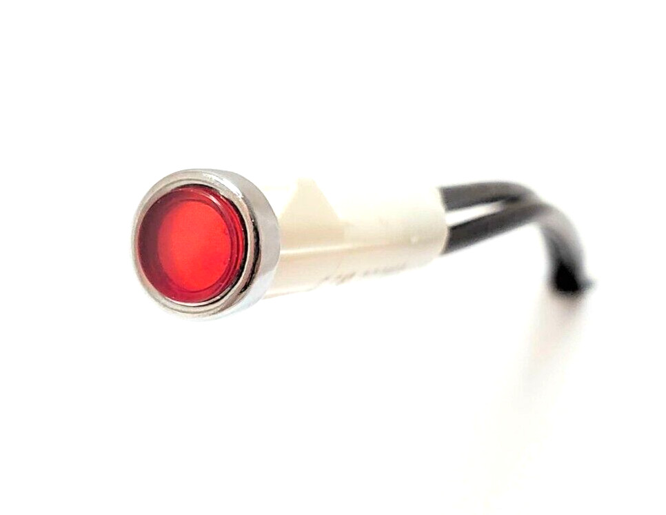 (1x) 6.3VAC/DC - 200mA - 5/16" Red Panel Mount Incandescent Indicator 6" Leads