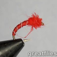 1 dozen (12) - Zebra Midge - Red
