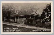 Lesterville Missouri Black River Lodge Dining Real Photo Postcard RPPC 1950s