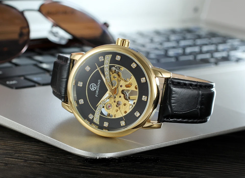 FORSINING Relojes Hombre Casuales Diamantes  Foto 3 de 4