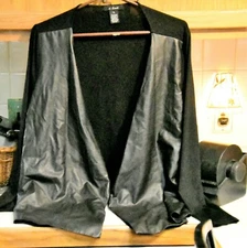 U-K nit Black long sleeve Knit & Faux Leather open Jacket size XL