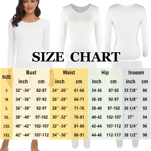 Womens Winter Ultra-Soft 2 Pc Thermal Set Top and Bottom Long Underwear Warm - Picture 17 of 27