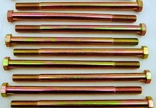 (10) Hex Head 1/2-13 x 8" Grade 8 Bolts Yellow Zinc Cap Screws