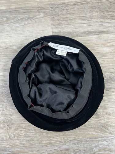 Vtg Velvet Bucket Hat Womens O/S Black Lolita Romantic Floral 90s Blossom Indie - Picture 7 of 9