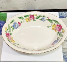 Vintage Homer Laughlin Oval Bowl Serving Dish Pink Yellow Blue Floral Pattern