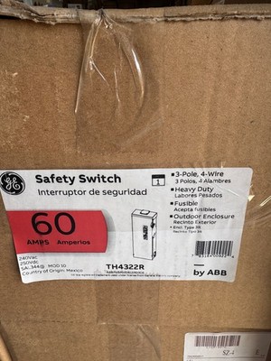 GE ABB TH4322R Heavy Duty Fusible Safety Switch 3P 60A 240V 3R Outdoor Encl. New