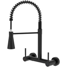 Matte Black Kitchen Sink Faucet 2 Handles, 8 Inch 2-Handle-Black Wall Mount
