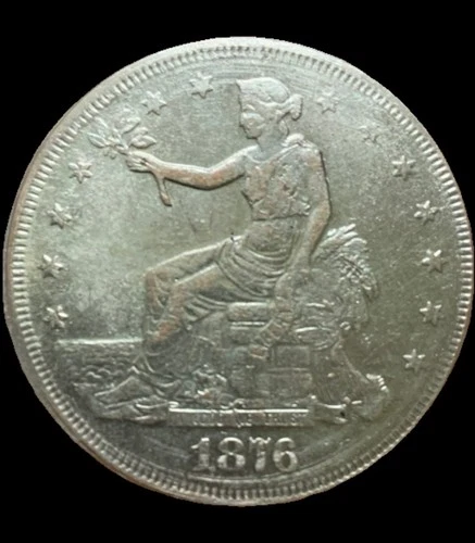 1876 S USA Silver Trade Dollar Seated AU+ Almost Uncirculated $420-$760 Value