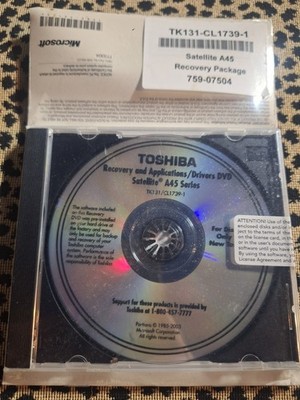 Sealed Toshiba Satellite A45 Recovery and Application Package 759-07504