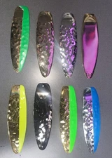  Qty 8 FLUTTER FISHING SPOONS JIGGING CASTING , 3  1/2" FRESH & SALT WATER.