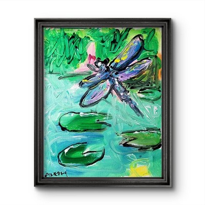 Aleph Original Dragonfly 14x11 Abstract Expressionist Wall Art Painting Canvas