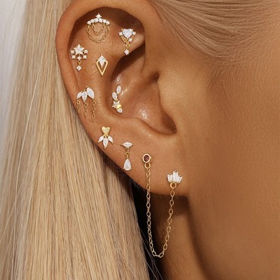 Gold Nap Earrings 925 Sterling Silver Flat Back Helix Conch Piercing Earrings