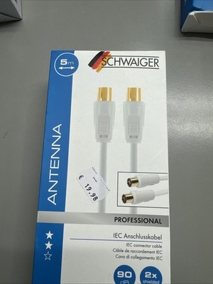 Schwaiger Antennenkabel 90 dB 5,0m IEC Stecker Buchse 75 Ohm Weiß, 5m