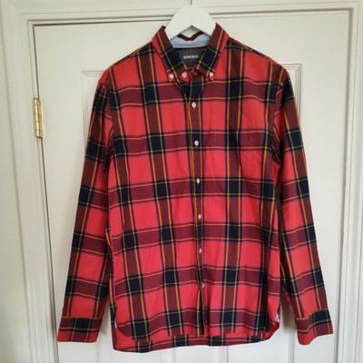 Bonobos Standard Fit Red Multicolor Plaid LS Button Down Shirt Size M