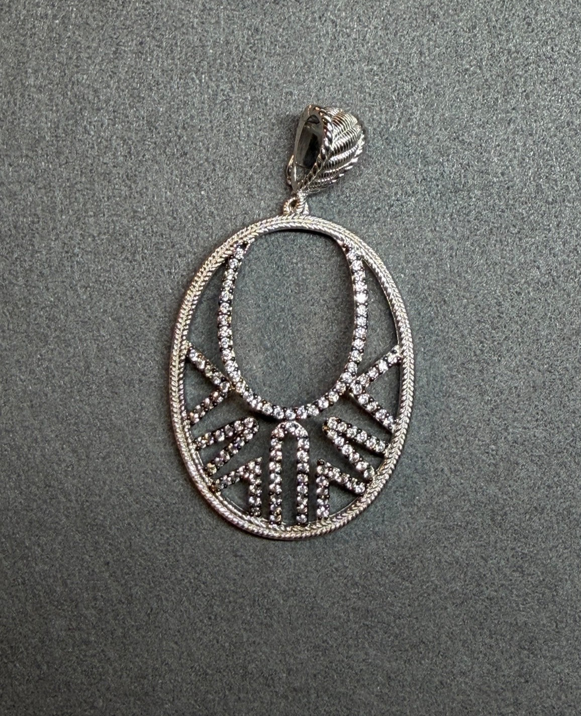 JUDITH RIPKA 925 Sterling Silver Black Rhodium Diamonique CZ Enhancer Pendant