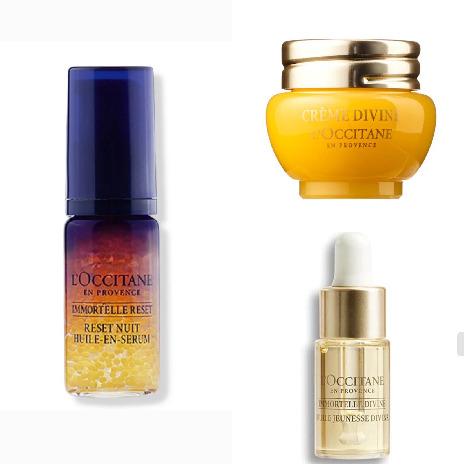L'Occitane Immortelle Divine youth oil, serum, cream mini si