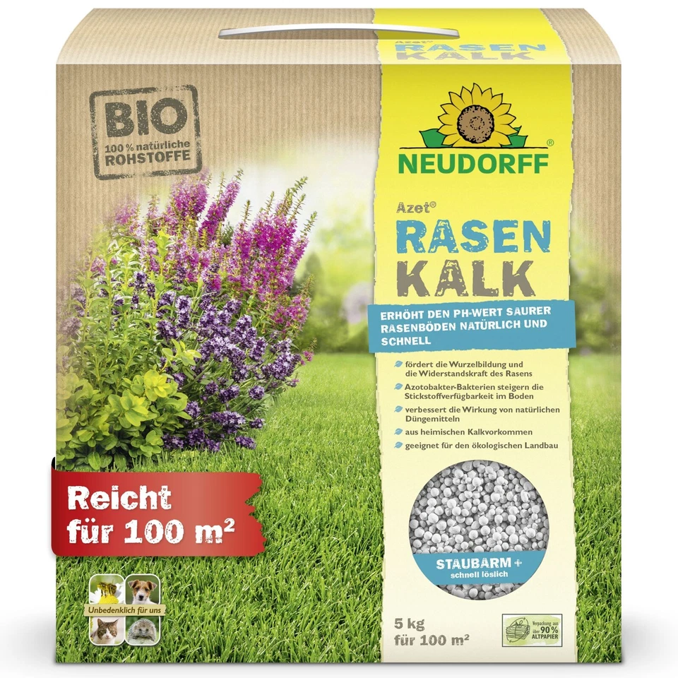 NEUDORFF Azet RasenKalk 5 kg Kalk Dünger Nährstoffe Magnesium Rasen Vital