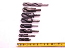 8pc LOT OF REDUCED SHANK / SILVER & DEMING HSS DRILL BITS VARIOUS SIZES CNC