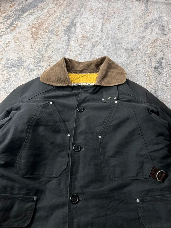 Vintage Replay Fireman Workwear Men’s All weather Leather canvas heavy coat L image 3