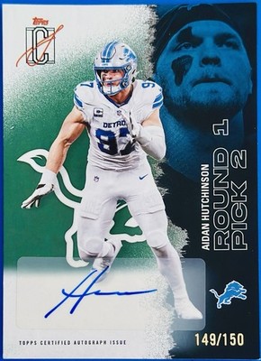 2025 Topps Signature Class, Aidan Hutchinson, Lions Auto #d /150 Green Parallel