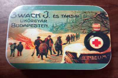 WERBESPIELKARTEN BITTER UNICUM BLECHDOSE 3 WACK J. ES TARSAN