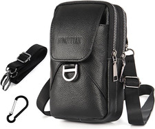 Cintura Marsupio Uomo Tracolla Borsa - Pelle Custodia Porta Cellulare per Portaf