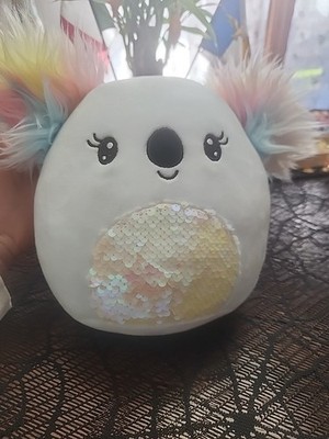 Squishmallows Kya Koala Plush Toy 8'' Blue Sequin Belly Fluffy Rainbow Ears NOTAG