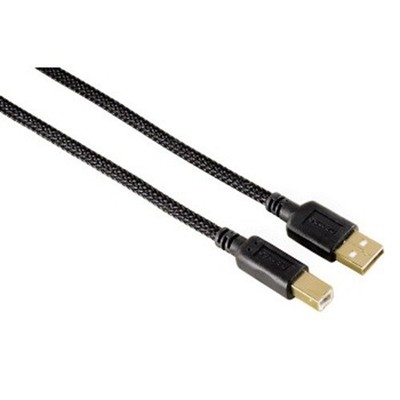 Hama Druckerkabel USB 2.0 Kabel, Gewebe, 2-fach geschirmt vergoldet, 00020180
